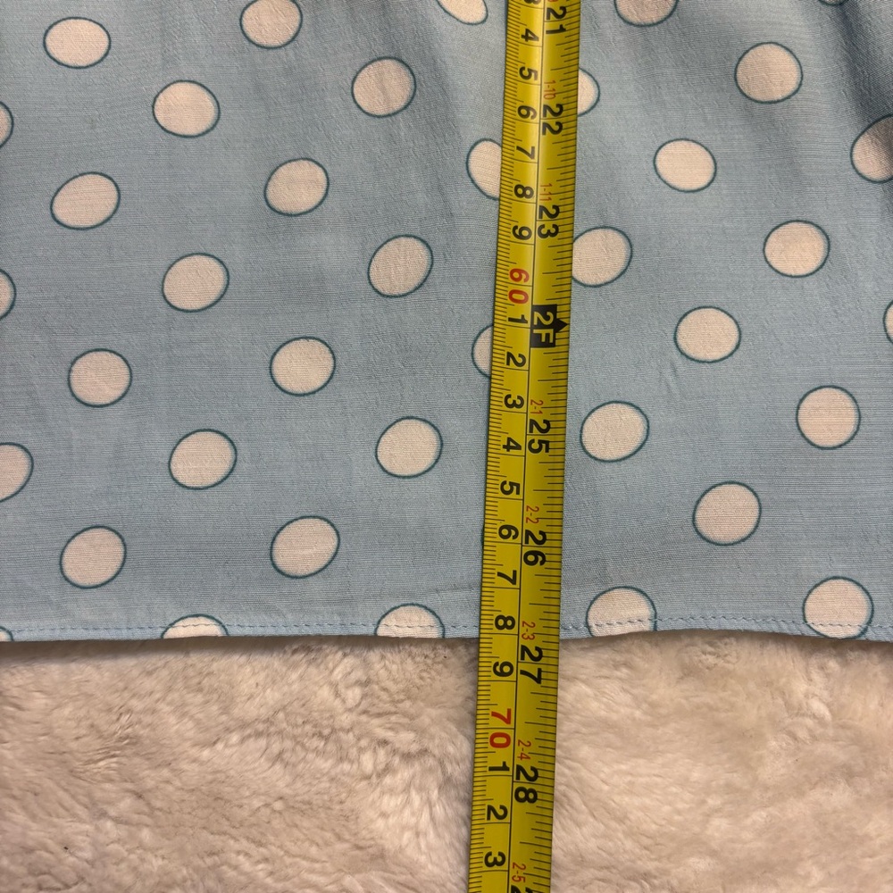 Boden Blouse Sz 12 Caroline Lt Blue White Polka Dot Peplum Viscose Cottagecore - Picture 15 of 16